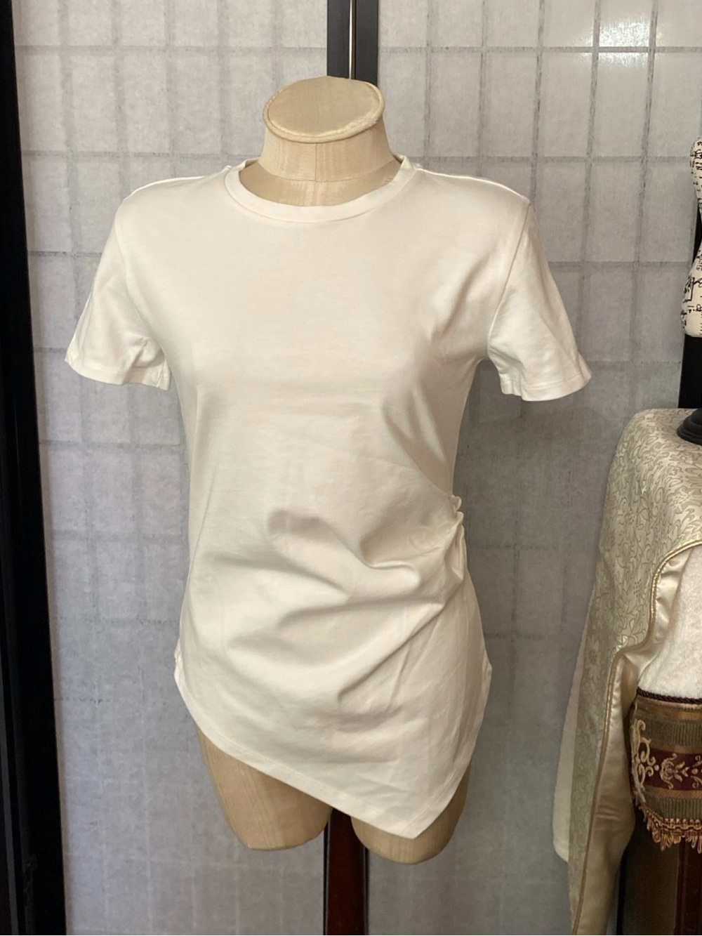 Zara NWT/D Jr Wom S Assymetric Ruched Side-Zip Pointed Hem Top